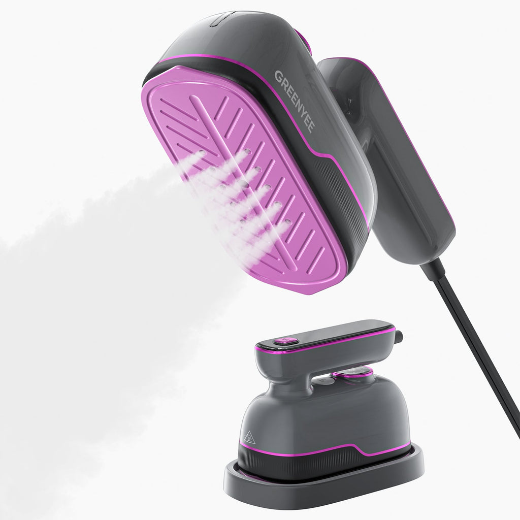 GREENYEE No Burns & 2X Faster | 150ml Smart Steam Iron | No Leaking 1000W, 6 Modes LED & 6.5" Wide Panel 2 - in - 1 - GREENYEE