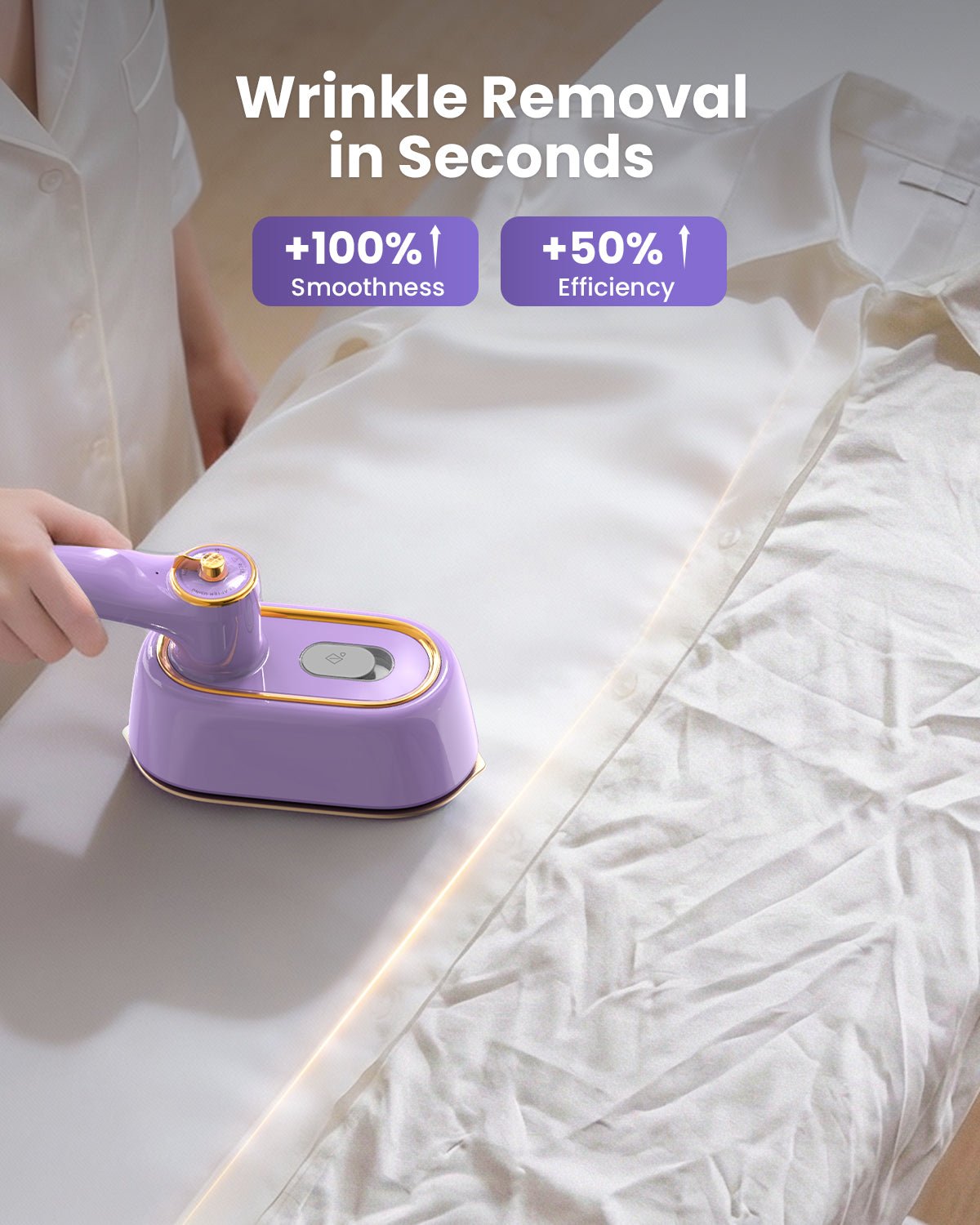 GREENYEE Travel Steamer Iron for Clothes, Portable 2 - in - 1 Dry & Steam Iron, Flat or Upright Use, 180° Foldable Handle, 15s Fast Heat - Up, 85ml Water Tank, Mini Steamer for Home & Travel - GREENYEE