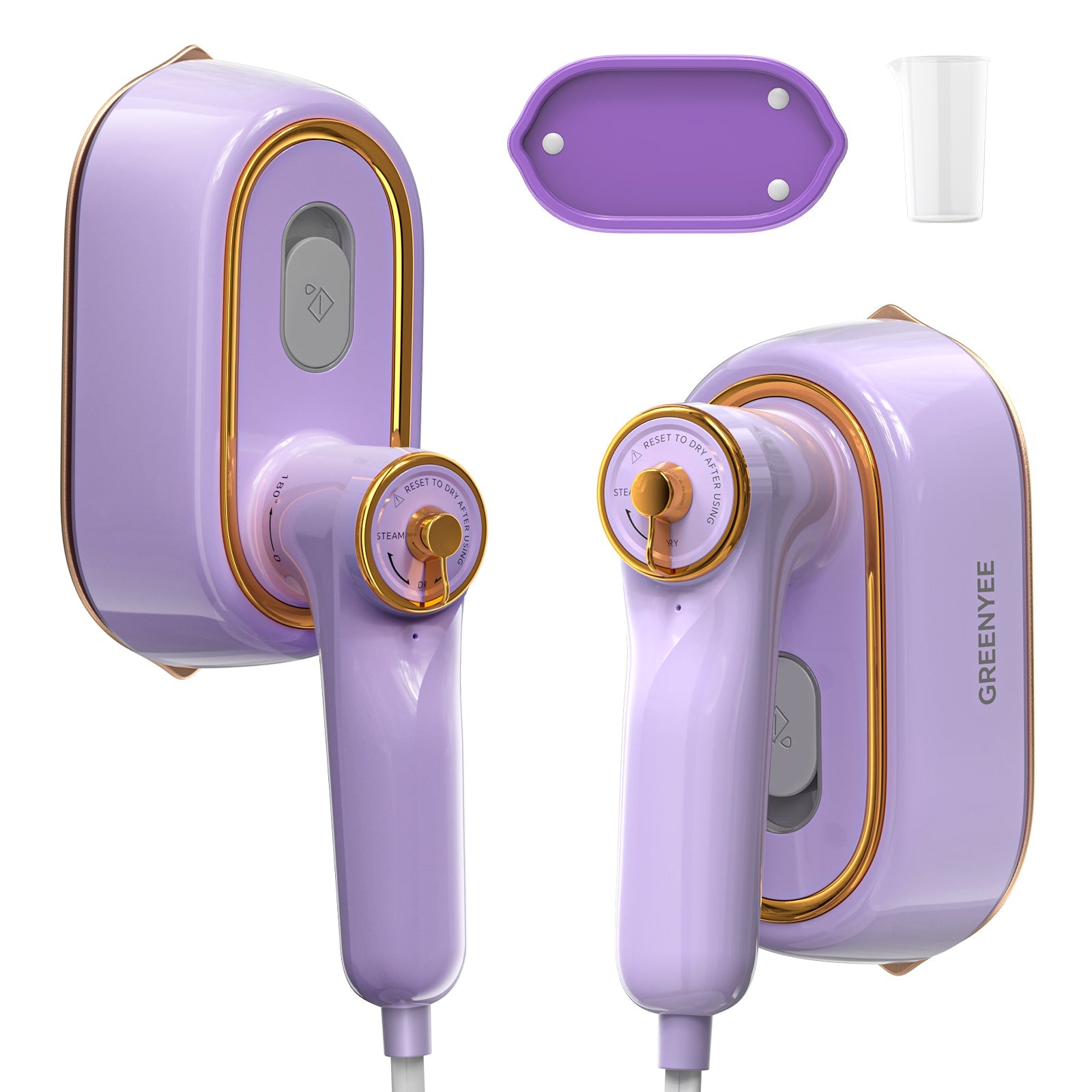 GREENYEE Travel Steamer Iron for Clothes, Portable 2 - in - 1 Dry & Steam Iron, Flat or Upright Use, 180° Foldable Handle, 15s Fast Heat - Up, 85ml Water Tank, Mini Steamer for Home & Travel - GREENYEE